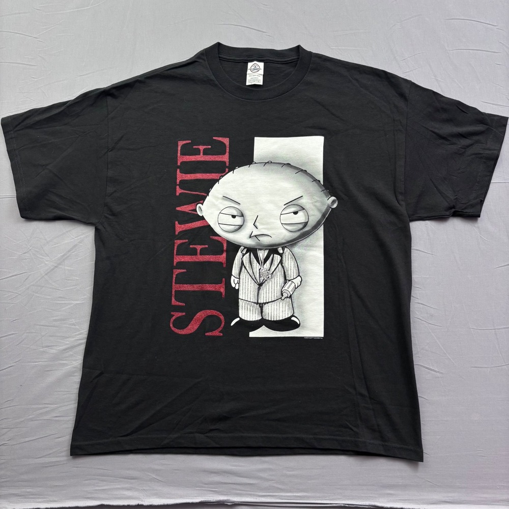 Vintage 2009 Family Guy Stewie Griffin T-Shirt Black XL Delta Pro Weight Glitter